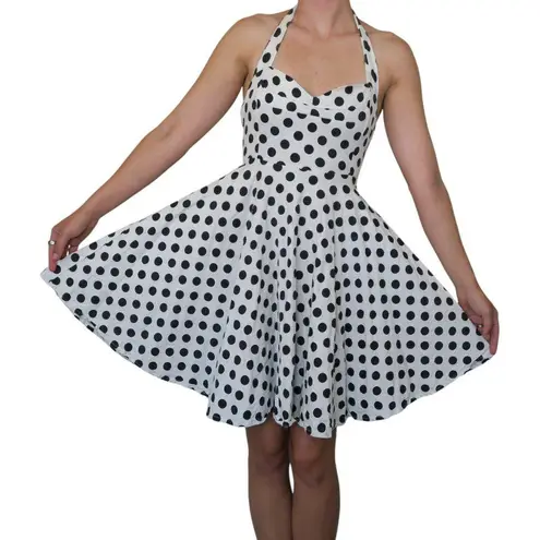 Vintage Lady Style Polka Dot Rockabilly Swing Dress / Rockabilly / Pin Up White