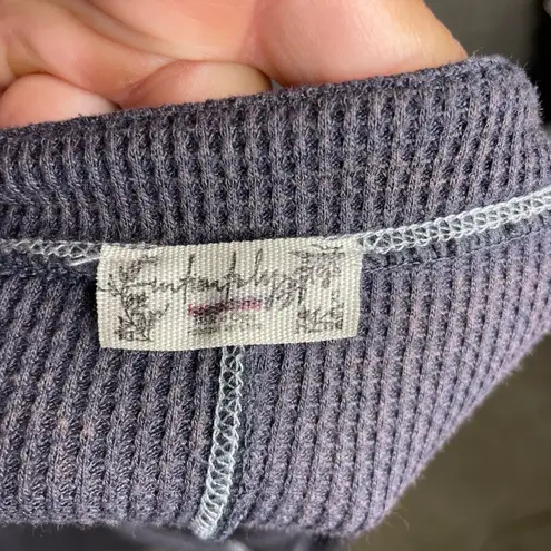 Intimately Free People Grey Waffle Knit Cropped Henley Long Sleeve Top Size XS Gray