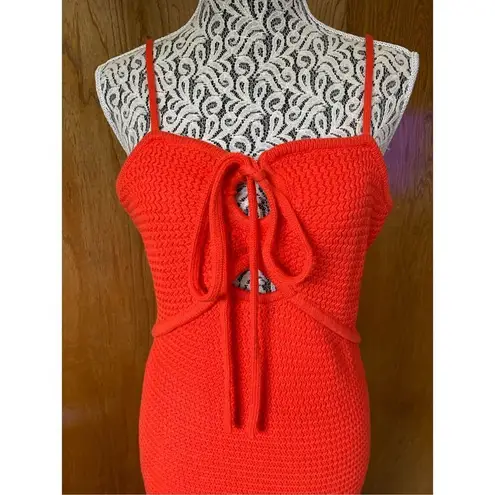 House of Harlow  Crochet Knit Cutout Midi Dress Orange Size M