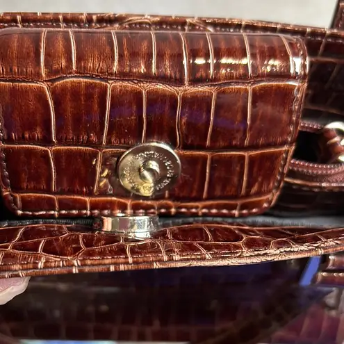 Bisou Bisou Brown Textured Shoulder Bag with Metallic Accents