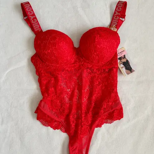 Juicy Couture  Red Sexy Lace Full Body suit Lingerie New