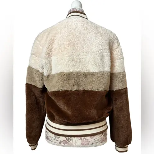 Beach Riot  Bomber Jacket Faux Fur Snap Button Size Small