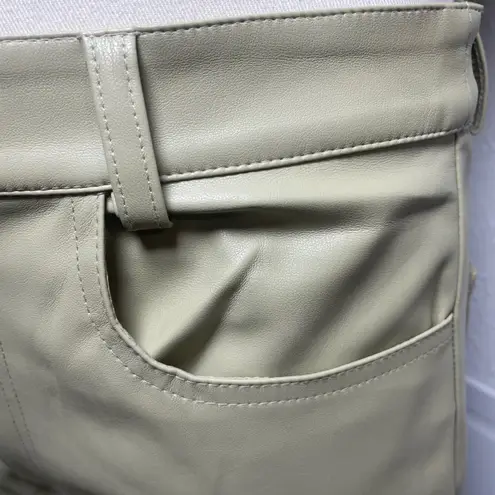 We Wore What Faux Leather Pants 28 Green Grey Straight Leg Vegan Leather Minimal