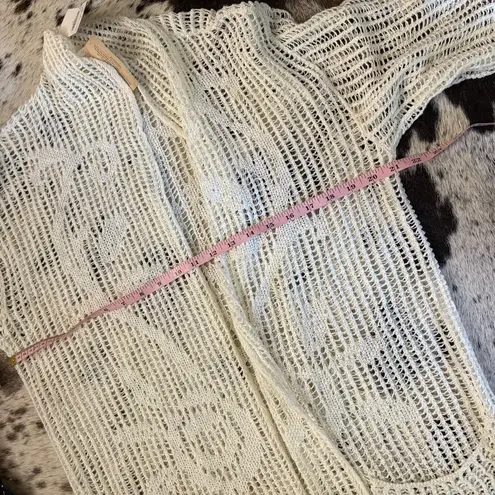 Denim & Supply Ralph Lauren DENIK & SUPPLY Ralph Lauren Cream Crochet Fringe Kimono Cardigan Boho Size Large