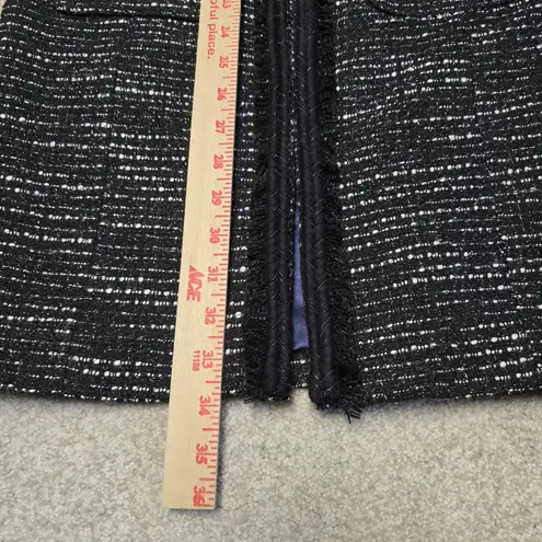 J.Crew Womens Tweed Fringe Lady Day Coat Black Boucle Textured Jacket Sz 00