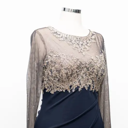 XScape - Embellished Illusion-Bodice Ruched Gown