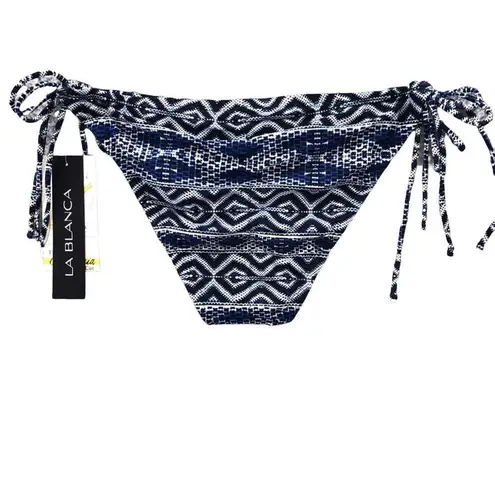 La Blanca Womens Tankini Set Blue White Patterned Padded California Cut Sz 4