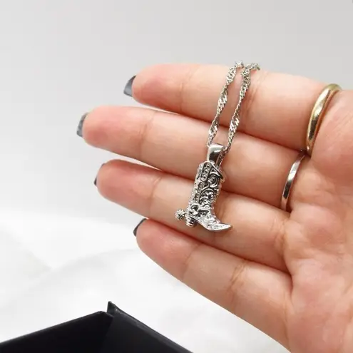 Silver Cowboy Boot Necklace