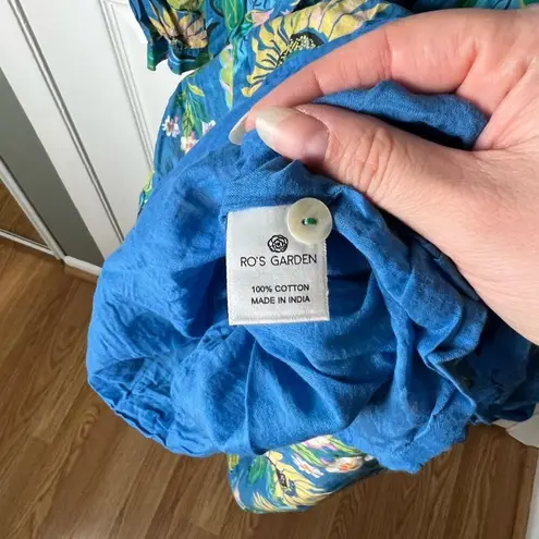 Ro’s Garden Tuckernuck Light Blue Julie Rio Floral Long Sleeve Midi Dress XS