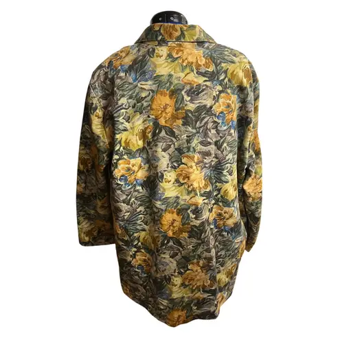 FRENCH NAVY Vtg 80's Yellow Floral Cotton Blazer 20W Stellar FantabulousUSA MADE