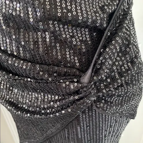 Kate Kasin NWOT Sequin Bodycon Skirt High Waist Knot Front Black
