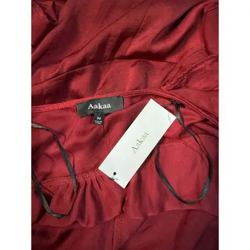 Aakaa NEW Burgundy Ruffle Wrap Maxi Holiday Dress M Long Gown Formal Evening