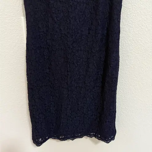 Adrianna Papell  Sleeveless Scalloped Lace Sheath Mini Dress Navy Blue Size 6