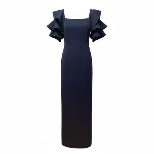 Badgley Mischka Origami Sleeve Maxi dress. Size 4. Navy