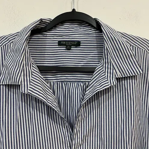 For Cynthia Women Striped Collared Tunic Top Pockets Bell Sleeve 3X Plus