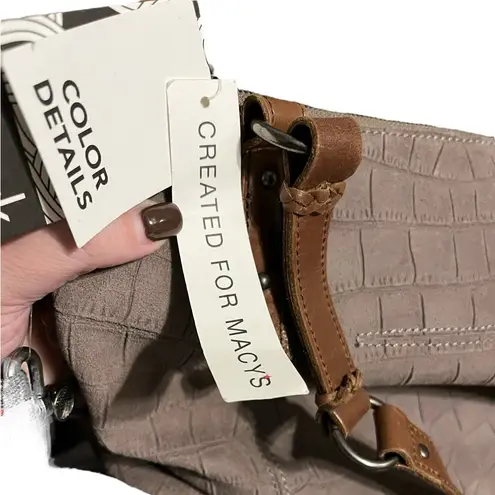 The Sak Brown and Tan Croc-Embossed Tote Bag with Embroidered Guitar Strap