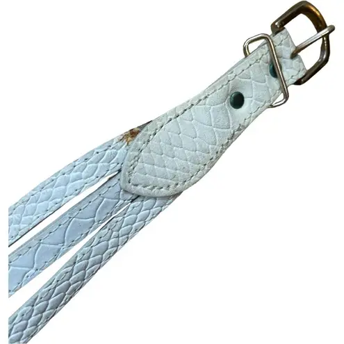 Vintage White Leather Rhinestone Statement Belt OS