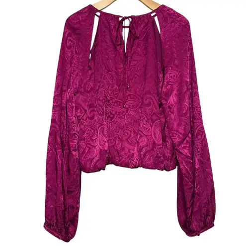 Veronica Beard Women’s 12 Magenta Pink Paisley Inlay Sionne Cut Outs Blouse Top