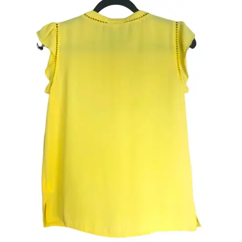 Maison Jules  Bright Sunny yellow Short sleeve ruffle blouse Size Small