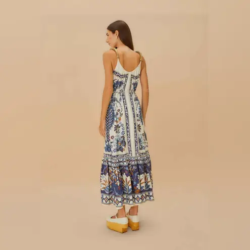 Farm Rio Off-White Ana Tapestry Fish Strap Maxi Dress