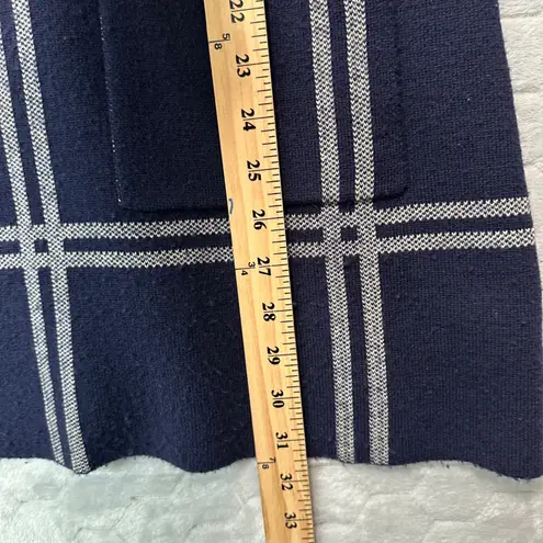 Moth Anthropologie Womens Blue Paned Sweater Tunic Mock Neck XS Wool Blend Retro