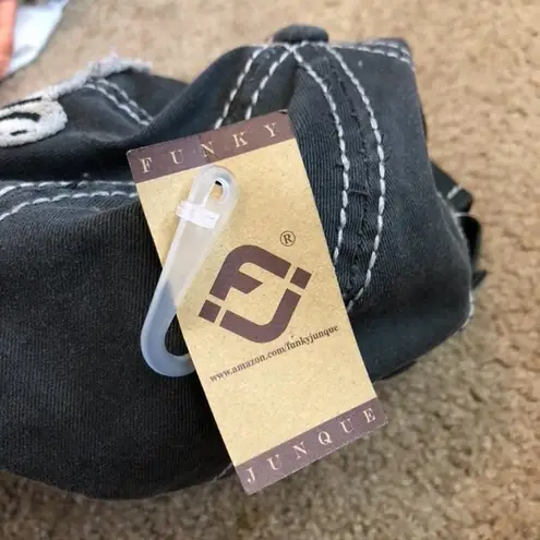 NEW NWT FUNKY JUNQUE Ballcap Dog Mom Bone Paw Patch Embroidery Hat Baseball Cap Gray