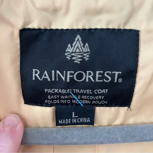 Rainforest Annette Ruffle Front Butter Yellow Packable Rain Jacket L Size L