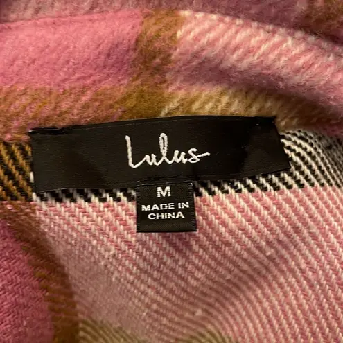 Lulus Lulu’s- “Choose Your Vibe” Pink Shacket Full Button Down Plaid Oversized- Size M - Image 8