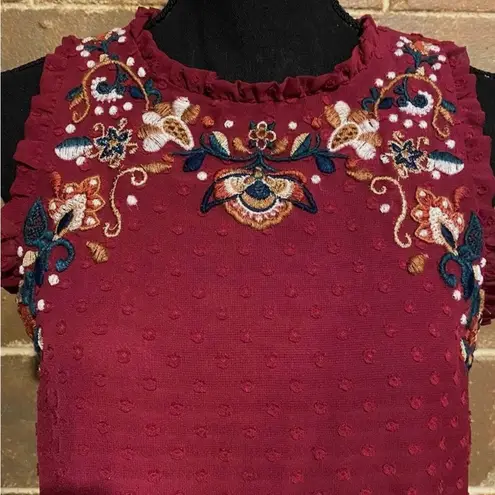 love on a hanger Cranberry Peplum Embellished Blouse