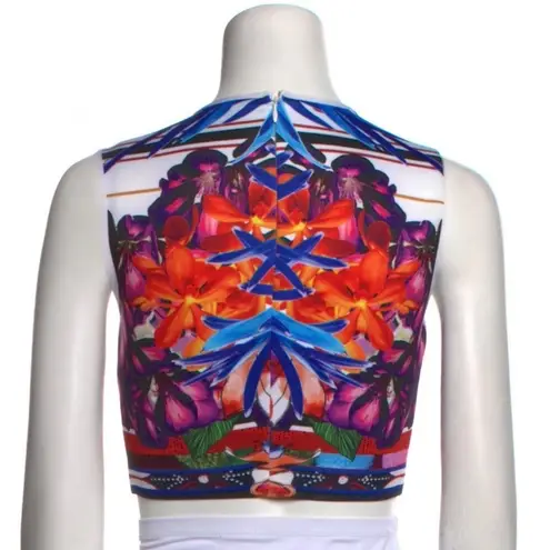 Clover Canyon NWT Art Deco Striped Sleeveless Cropped Scuba Tank Red Blue Size S