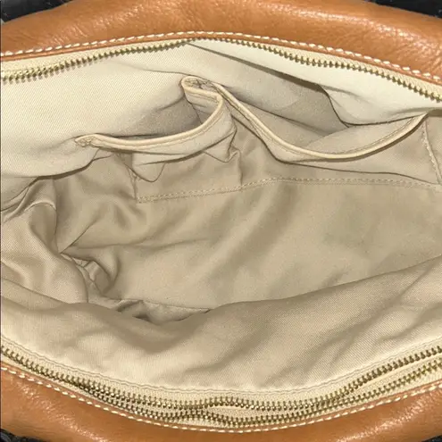 Audrey Brooke Brown and Black Satchel with Gold Accents