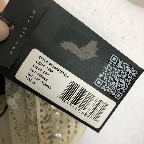 PJK Patterson J Kincaid Top Cami Sleeveless High Neckline Sequin Beaded Boho Gold