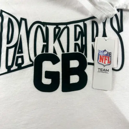 NFL Team Apparel NFL Green Bay Packers Women's Long Sleeve Cropped T-Shirt in White, Large