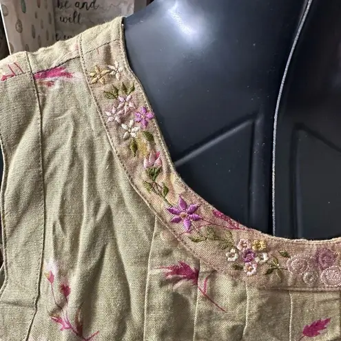 April Cornell vintage embroidered floral jumper dress Green Size L