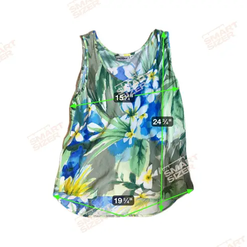 Jams World Tank Top Small Hawaiian Floral Blue Green Sleeveless Vacation