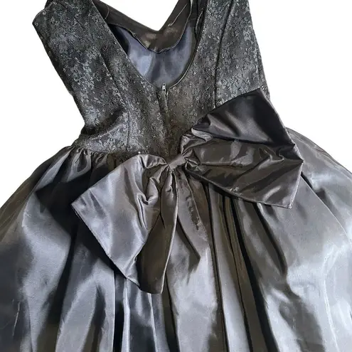 Jessica McClintock Gunne Sax  Size 3 Black Bow Back Dress Tulle Glitter Goth Prom