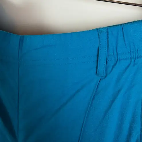 J Jill Linen Stretch Pants Medium Blue Ankle Pull On Travel Resort Lightweight