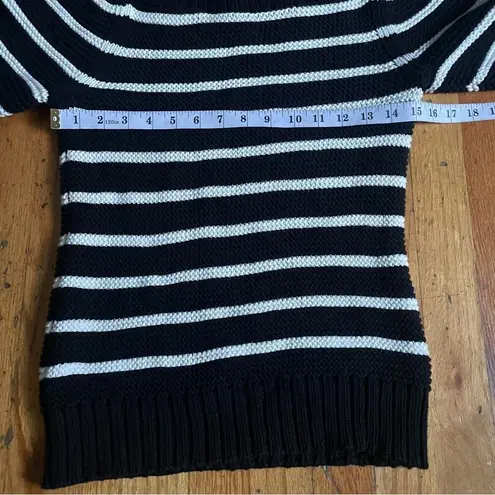 Rebecca Taylor La Vie Black Nad White Striped Pullover Sweater Size Small