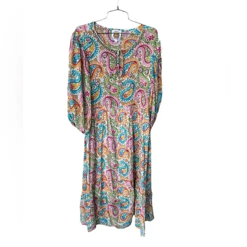 KITSCH & POP Edition Boho Rainbow Paisley Maxi Dress S White
