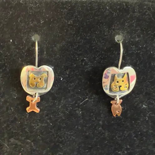 Raining Cats & Dogs Silver Earrings NWT