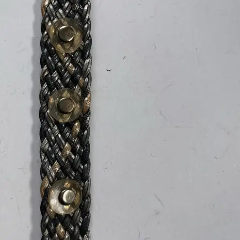 Vintage Y2K Braided Metallic Medallion Womens Belt Sz S Glam Adjustable Taiwan Gold