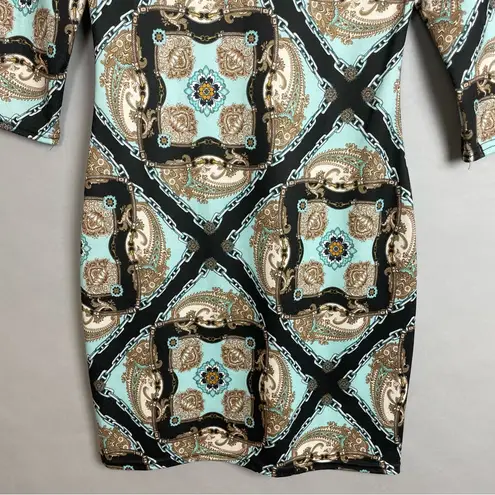 Blonde + Blonde Sheath Dress Blue 3/4 Length Sleeves Mini Going Out Date Night