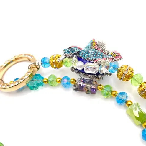Handmade 🪺Luxury Bag Charm Chain / Phone Chain /Keychain HUMMINGBIRD Bling Crystal Beads