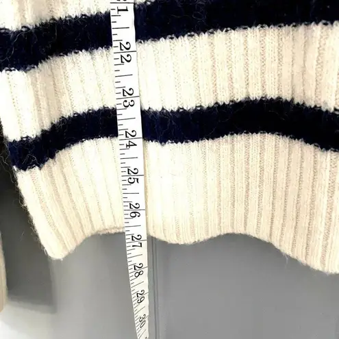 H&M White Navy Striped Crewneck Wool-blend Oversized Coastal Preppy Sweater M