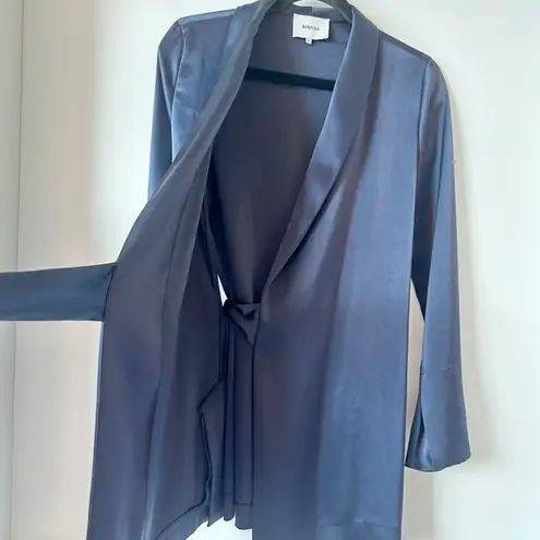 Nanushka Opium Satin Wrap Jacket Navy Blue Size M NWOT