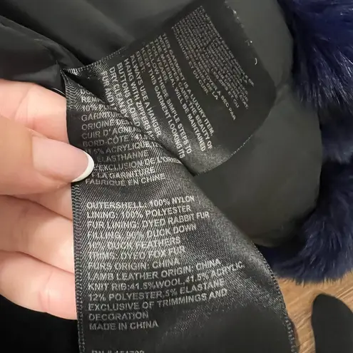 Nicole Benisti Black Brera Leather Trim Fur Accent Down Coat Size M $1,800 Size M