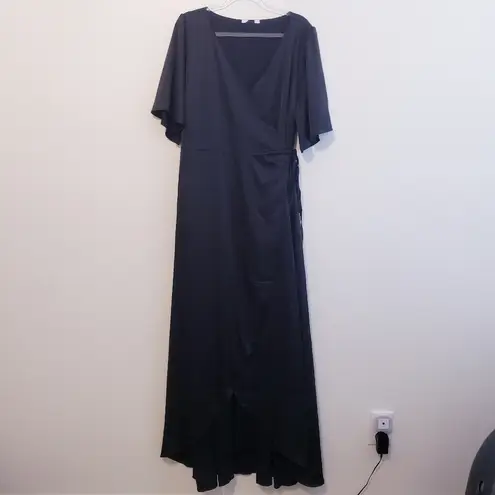 Baltic Born Vara Satin Maxi Wrap Dress Short Sleeve New Without Tags