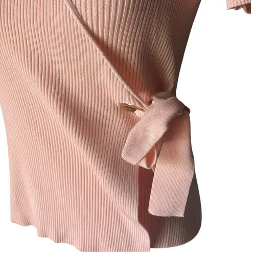 Vogue Club Women's PS Elegant Pink Sweater Wrap Top Tied Ribbed Business Casual Size undefined
