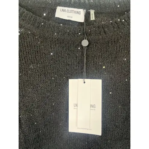 LNA Sheye Sparkle Sweater in Black Night Medium New Womens Knit Top