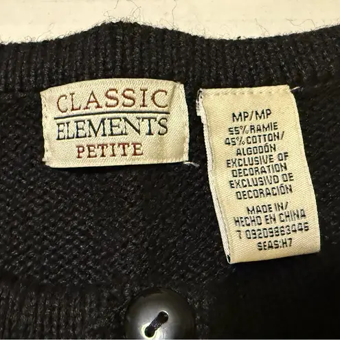Classic Elements Vintage Embroidered Knit Button Up Black Holiday Y2K Sweater